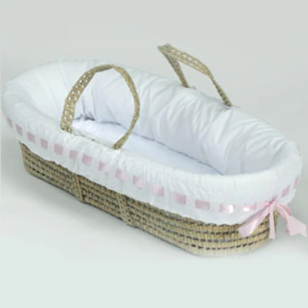 Eyelet Ribbon Baby Moses Basket - Image 3