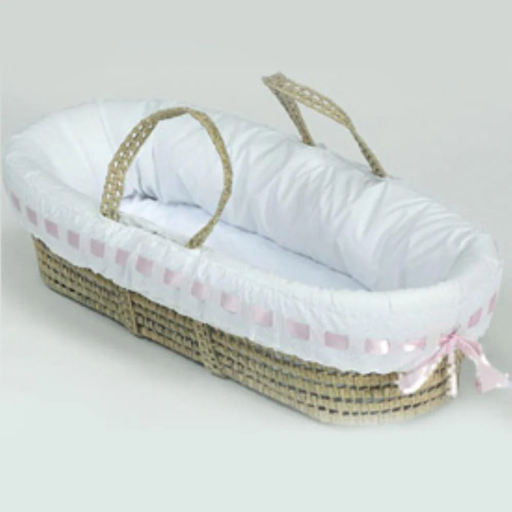 Eyelet Ribbon Baby Moses Basket - Image 4
