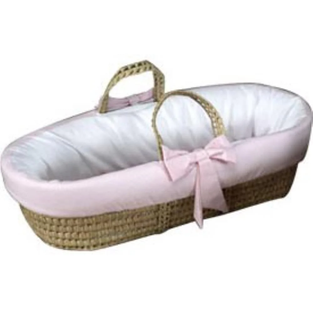 Gingham Trim Fitted Moses Basket