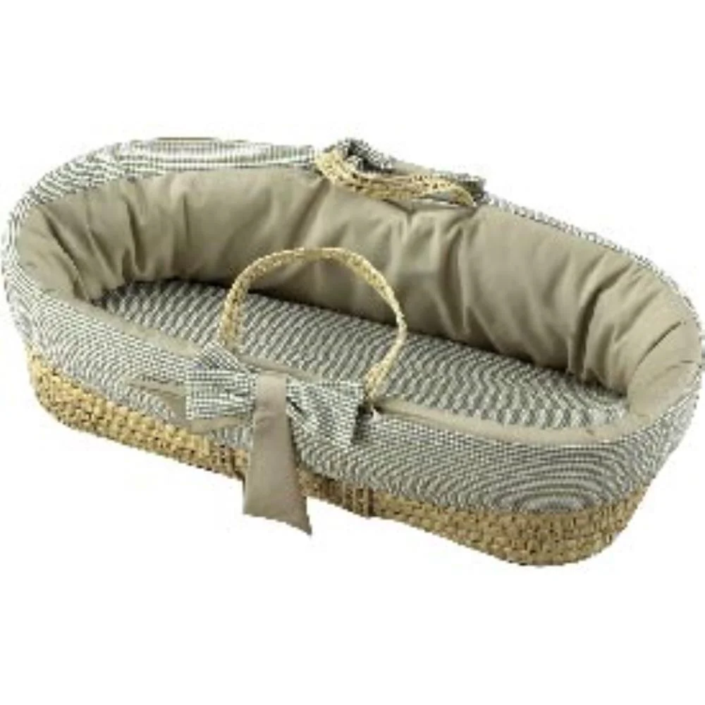 Khaki Gingham Baby Moses Basket