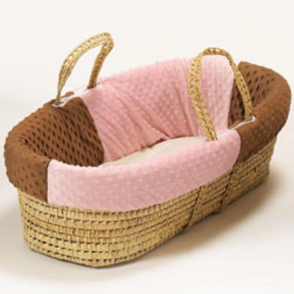 Minky Dot Wicker Look Moses Basket - Image 2