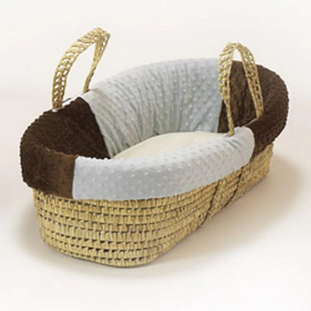 Minky Dot Wicker Look Moses Basket - Image 3