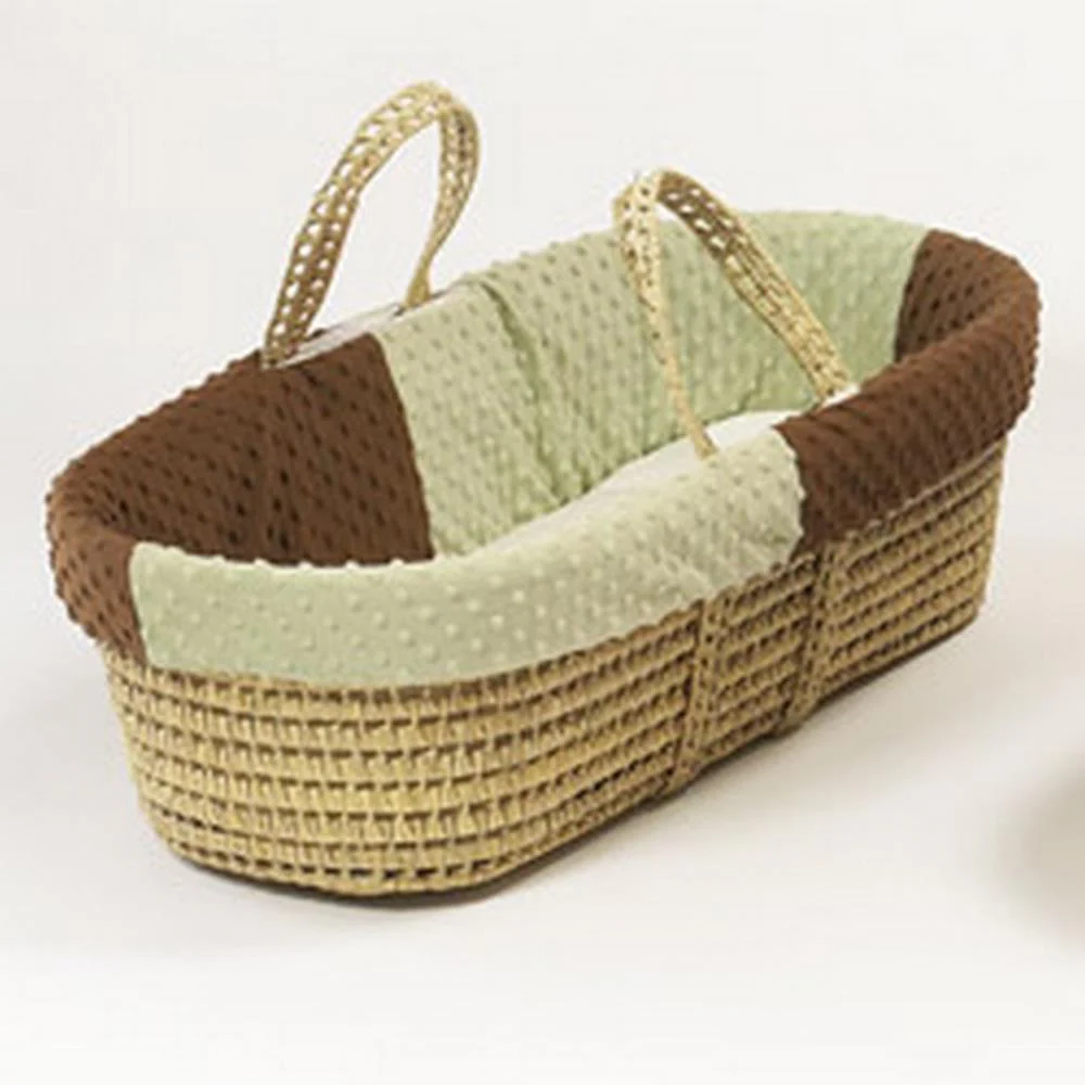 Minky Dot Wicker Look Moses Basket - Image 4