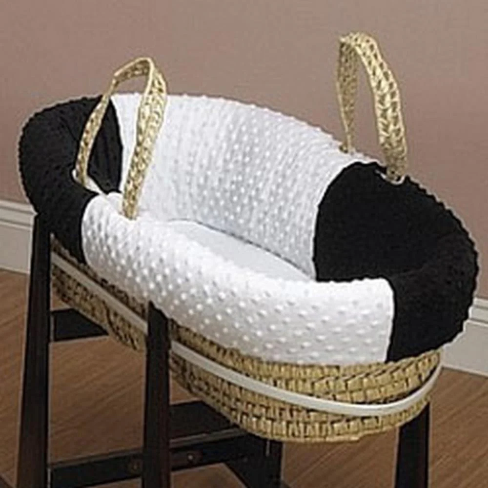 Minky Dot Wicker Look Moses Basket - Image 6