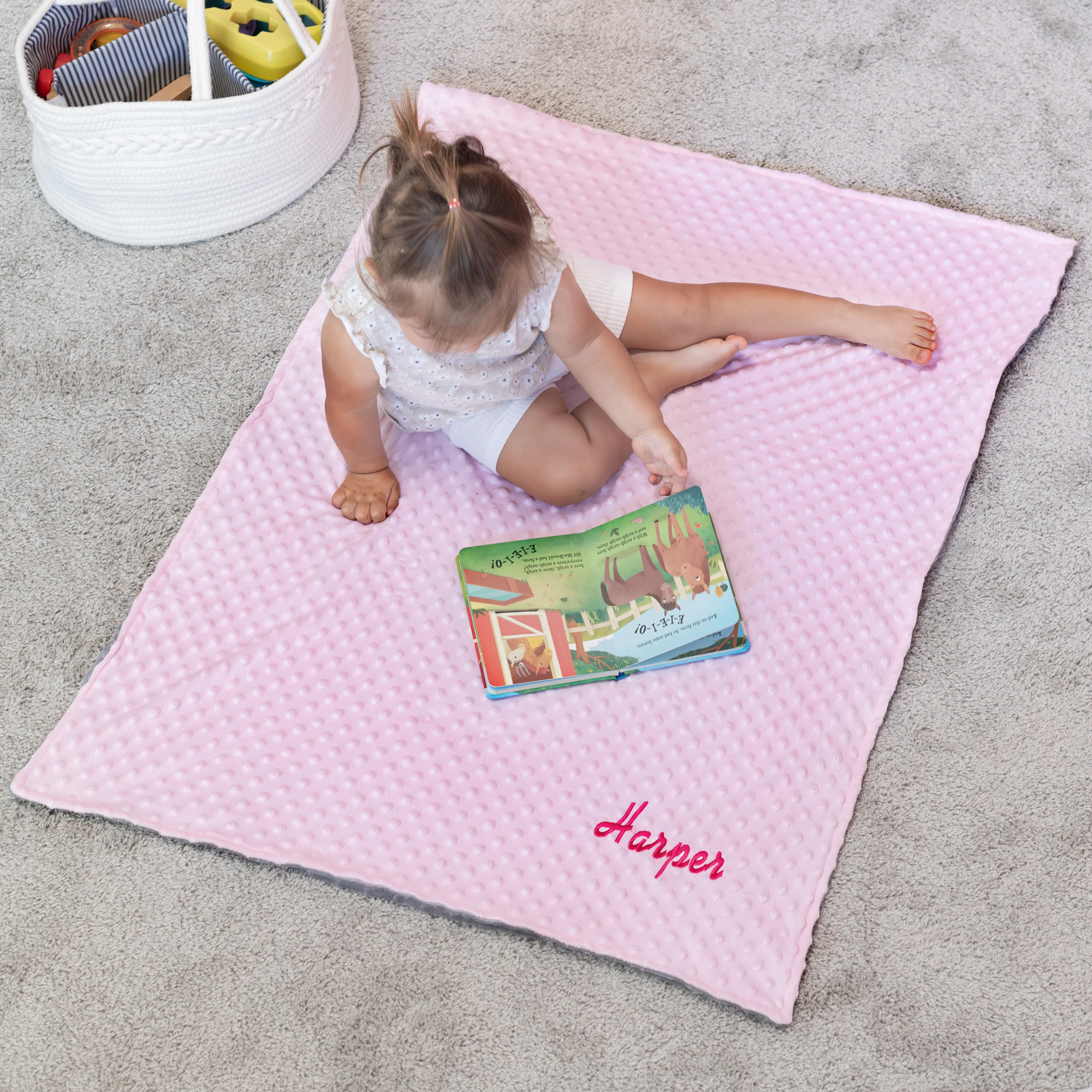 Personalized Minky Dot Baby Blanket - Image 4