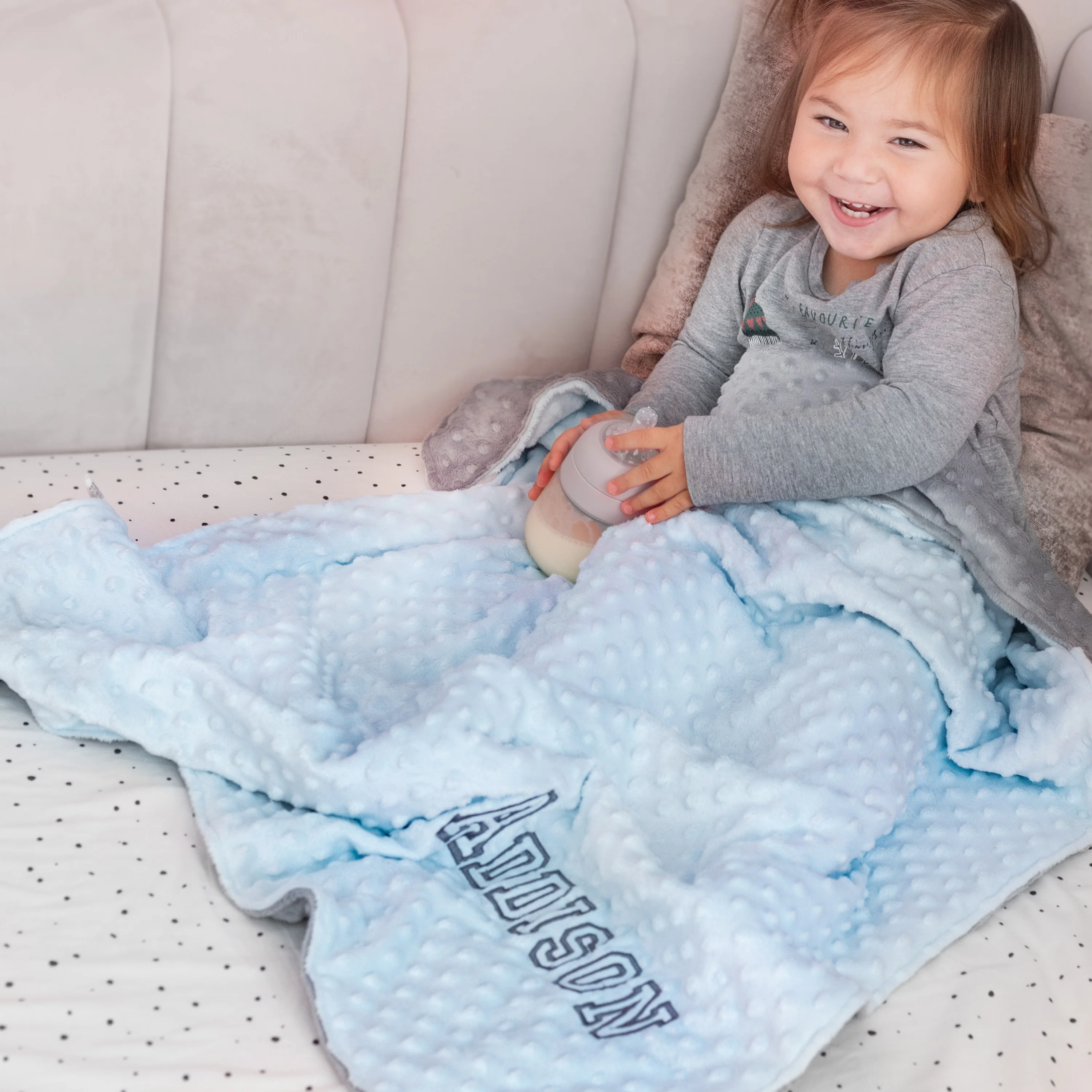 Personalized Minky Dot Baby Blanket - Image 5