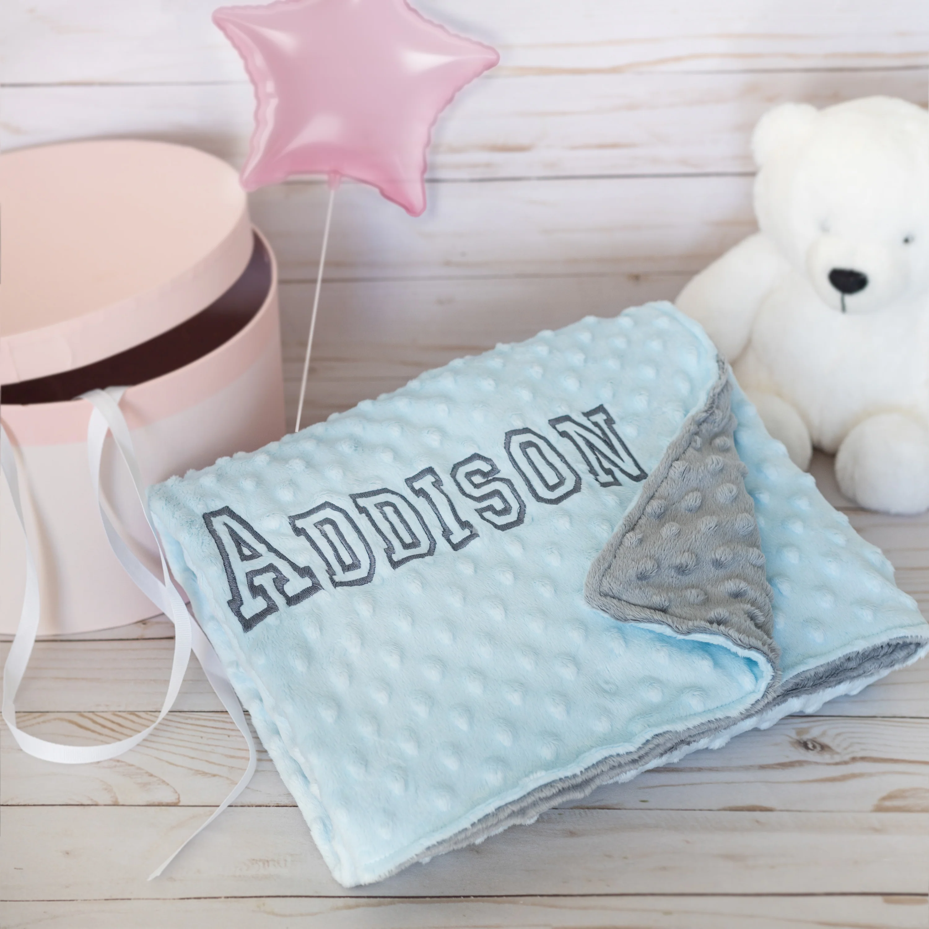 Personalized Minky Dot Baby Blanket - Image 6