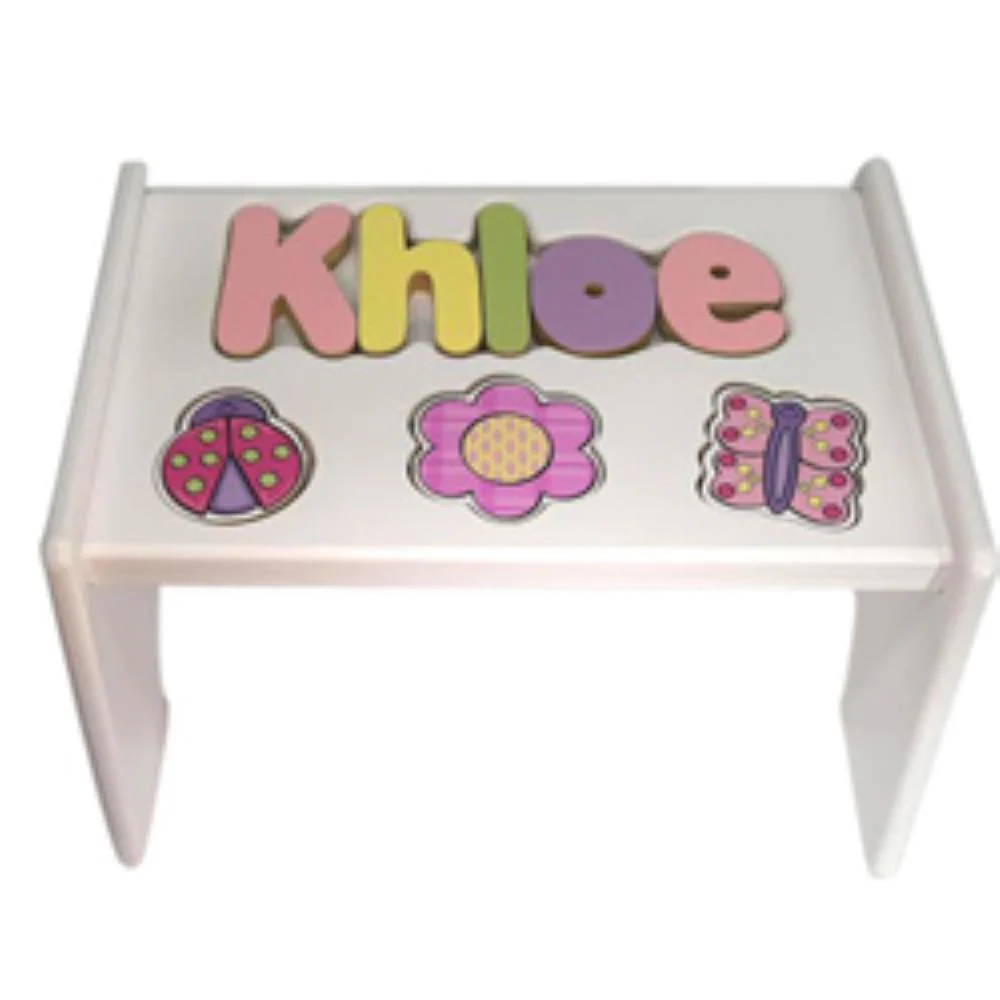 Personalized Name Puzzle Step Stool Garden - Image 3