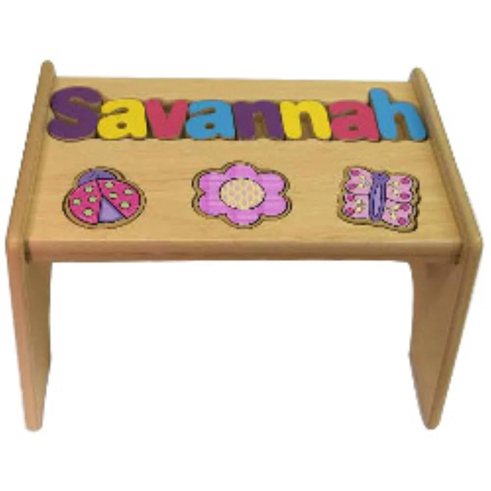 Personalized Name Puzzle Step Stool Garden - Image 5