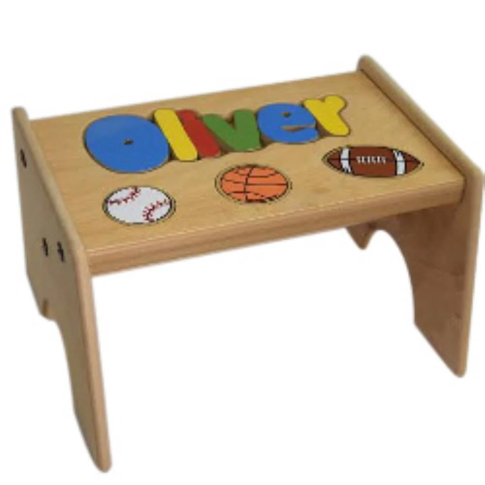 Personalized Name Puzzle Step Stool Sports - Image 3