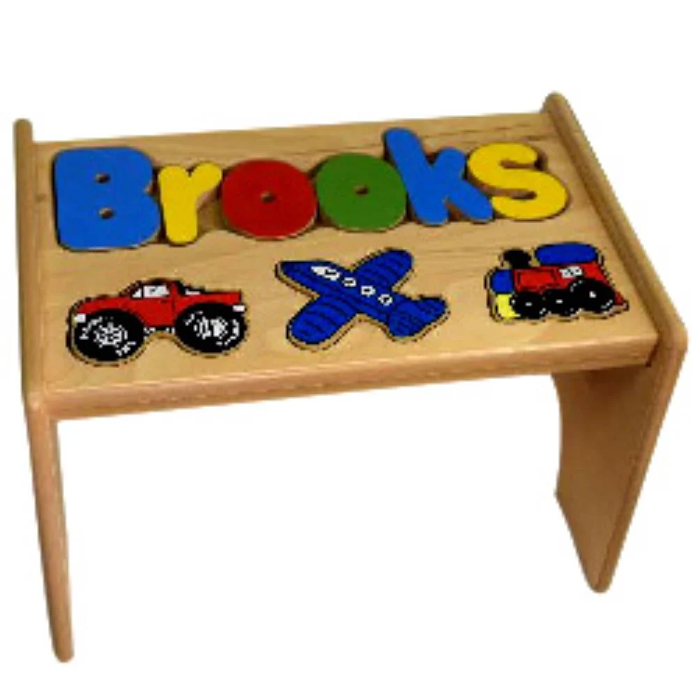 Personalized Name Puzzle Step Stool Transportation - Image 7
