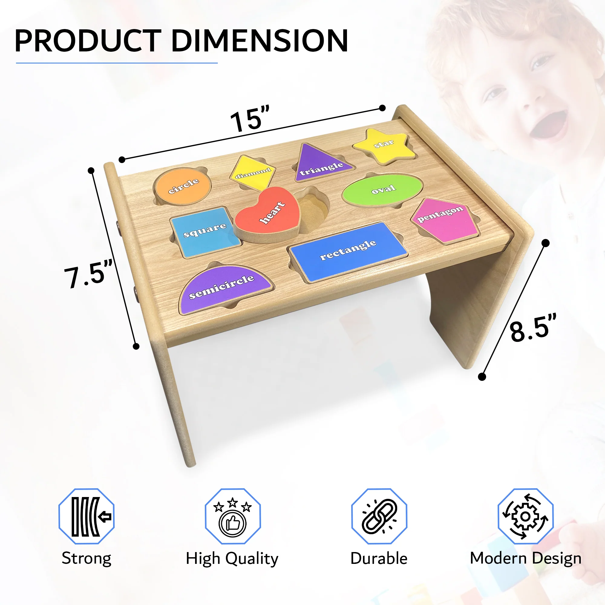 Shape Sorting Toddler Puzzle Step Stool - Image 3