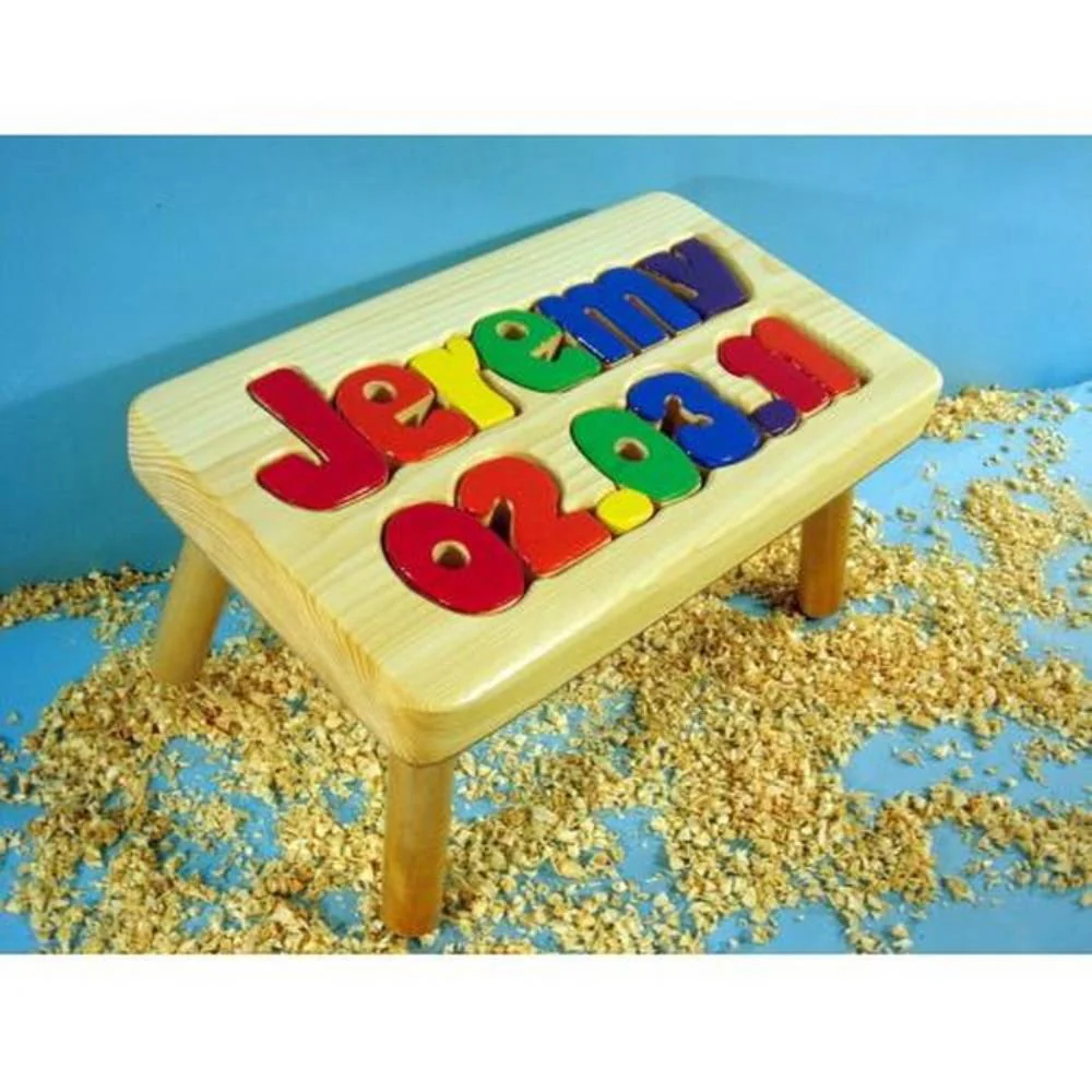 Single Name Birthday Puzzle Step Stool - Image 3