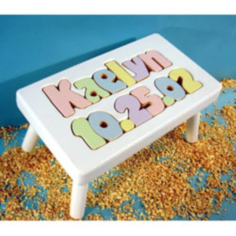 Single Name Birthday Puzzle Step Stool - Image 4