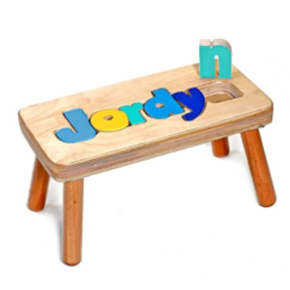 Single Name Wooden Personalized Puzzle Stool - Image 9