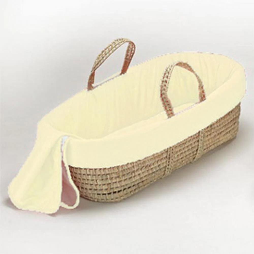 Solid Color Wicker Look Moses Basket - Image 6