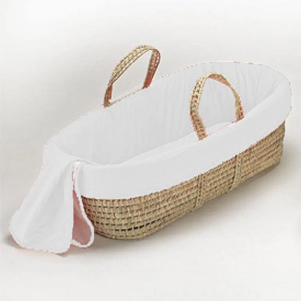 Solid Color Wicker Look Moses Basket - Image 8
