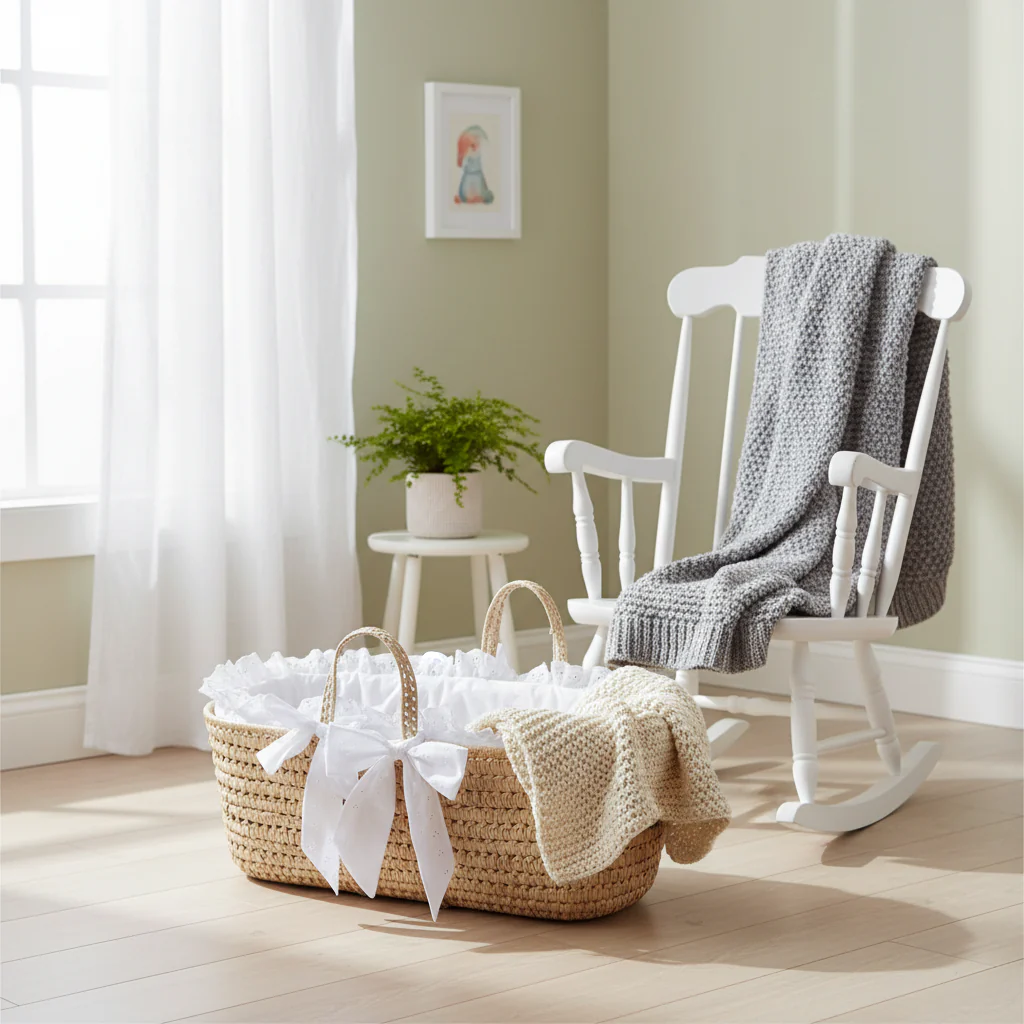 Traditional Eyelet Baby Moses Basket - Image 3