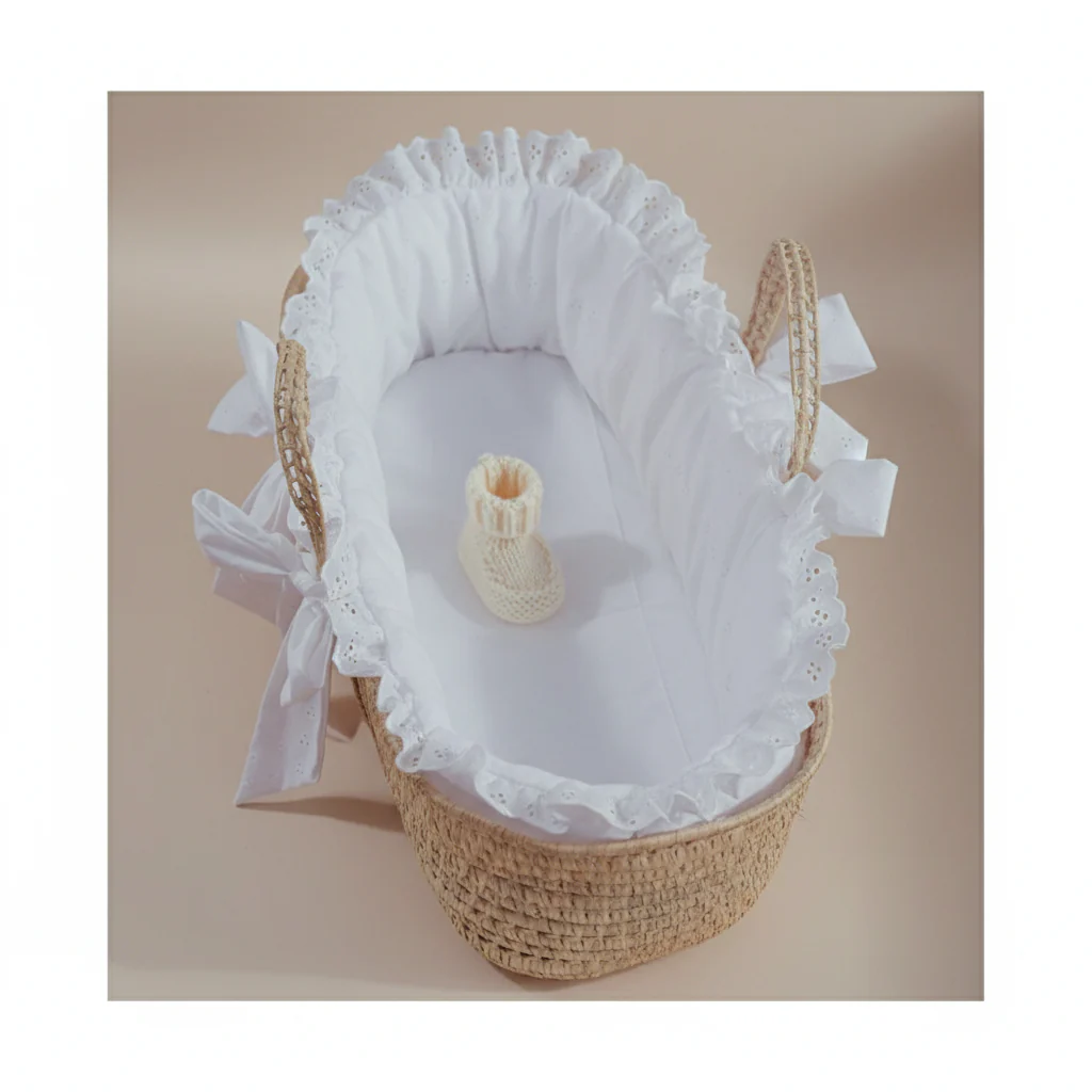 Traditional Eyelet Baby Moses Basket - Image 4