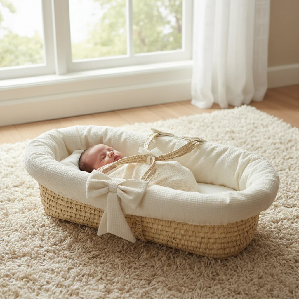 Waffle Pique Baby Moses Basket - Image 8